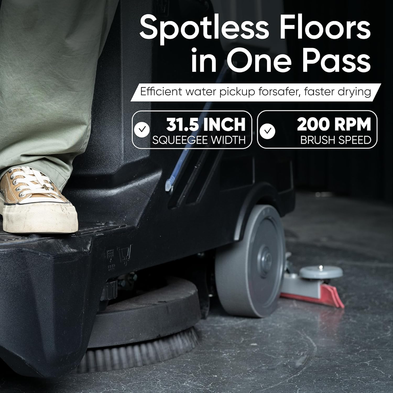 Dapper Supply ride-on floor scrubber review unboxing - complete package contents including brush and documentation